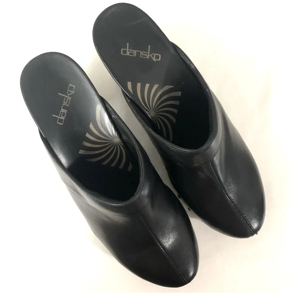 DANSKO Sz 40 Leather Heel Clog Mules - Picture 3 of 14